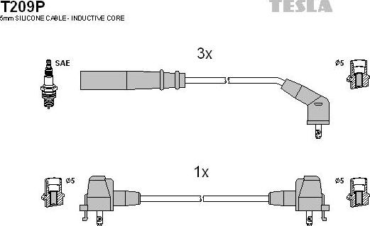 TESLA T209P - Комплект запалителеи кабели vvparts.bg