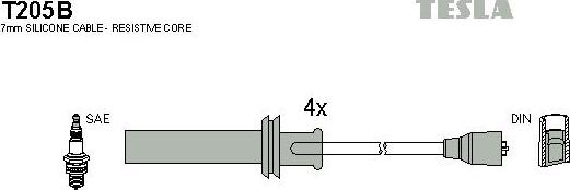 TESLA T205B - Комплект запалителеи кабели vvparts.bg