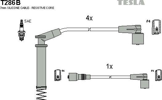 TESLA T286B - Комплект запалителеи кабели vvparts.bg