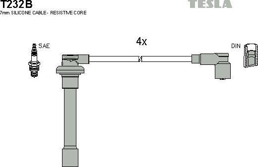 TESLA T232B - Комплект запалителеи кабели vvparts.bg