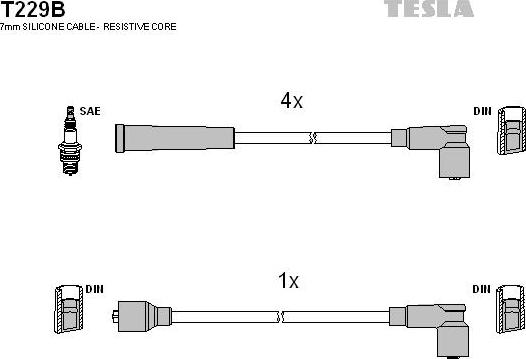 TESLA T229B - Комплект запалителеи кабели vvparts.bg