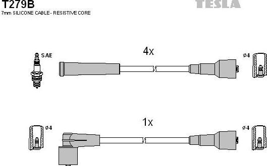 TESLA T279B - Комплект запалителеи кабели vvparts.bg