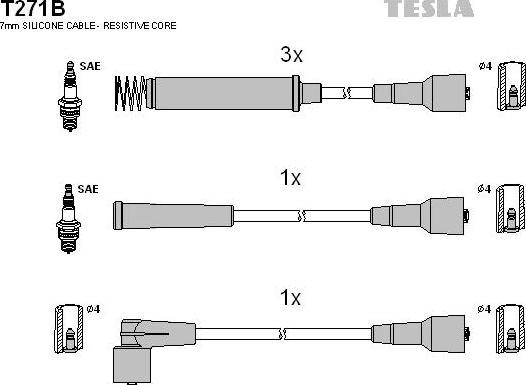 TESLA T271B - Комплект запалителеи кабели vvparts.bg