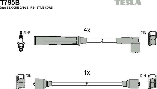 TESLA T795B - Комплект запалителеи кабели vvparts.bg