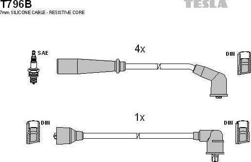 TESLA T796B - Комплект запалителеи кабели vvparts.bg
