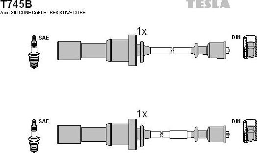 TESLA T745B - Комплект запалителеи кабели vvparts.bg