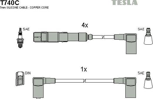 TESLA T740C - Комплект запалителеи кабели vvparts.bg