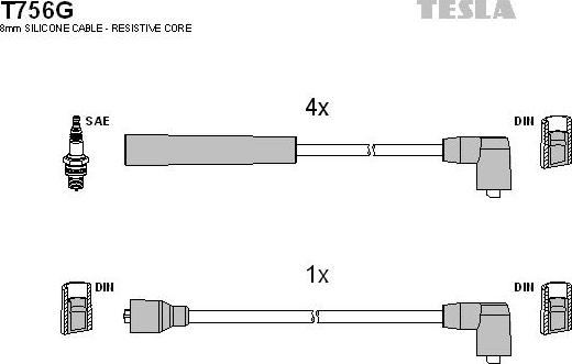 TESLA T756G - Комплект запалителеи кабели vvparts.bg