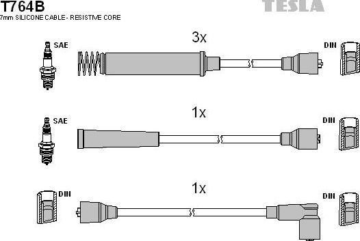 TESLA T764B - Комплект запалителеи кабели vvparts.bg