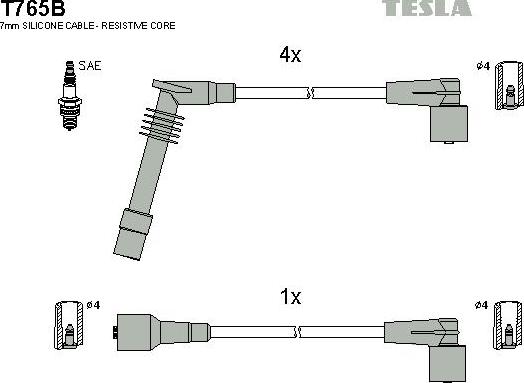 TESLA T765B - Комплект запалителеи кабели vvparts.bg