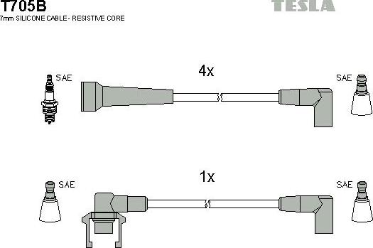 TESLA T705B - Комплект запалителеи кабели vvparts.bg