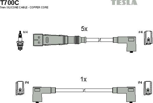 TESLA T700C - Комплект запалителеи кабели vvparts.bg
