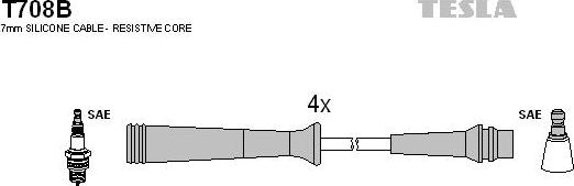 TESLA T708B - Комплект запалителеи кабели vvparts.bg