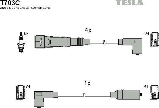 TESLA T703C - Комплект запалителеи кабели vvparts.bg