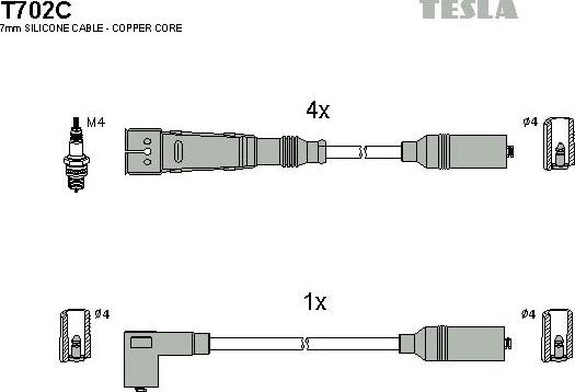 TESLA T702C - Комплект запалителеи кабели vvparts.bg