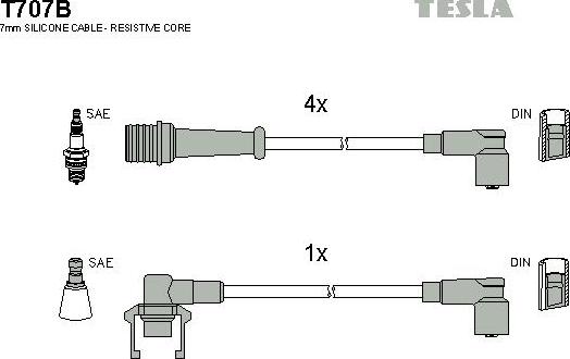 TESLA T707B - Комплект запалителеи кабели vvparts.bg