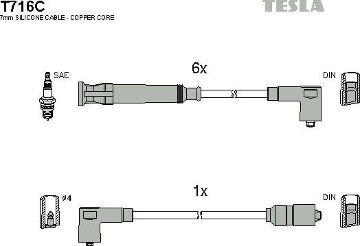 TESLA T716C - Комплект запалителеи кабели vvparts.bg