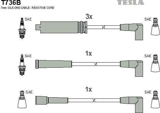 TESLA T736B - Комплект запалителеи кабели vvparts.bg