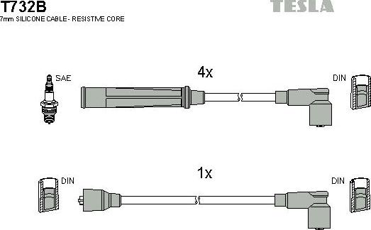 TESLA T732B - Комплект запалителеи кабели vvparts.bg