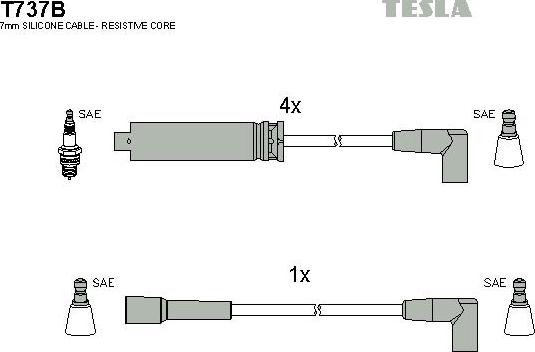 TESLA T737B - Комплект запалителеи кабели vvparts.bg
