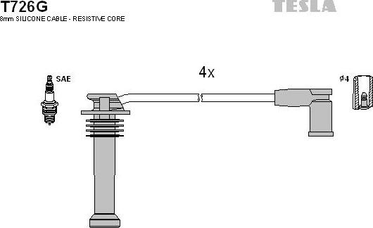TESLA T726G - Комплект запалителеи кабели vvparts.bg