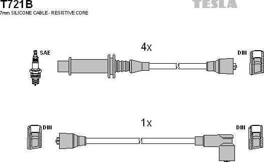 TESLA T721B - Комплект запалителеи кабели vvparts.bg