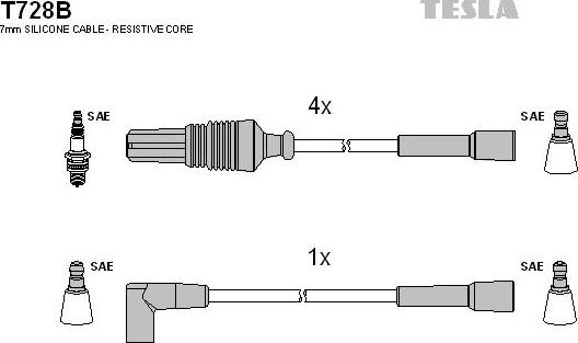 TESLA T728B - Комплект запалителеи кабели vvparts.bg