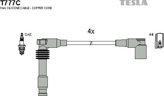TESLA T777C - Комплект запалителеи кабели vvparts.bg