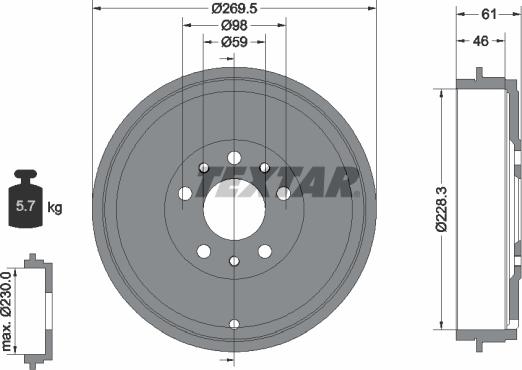 Textar 94045300 - Спирачен барабан vvparts.bg