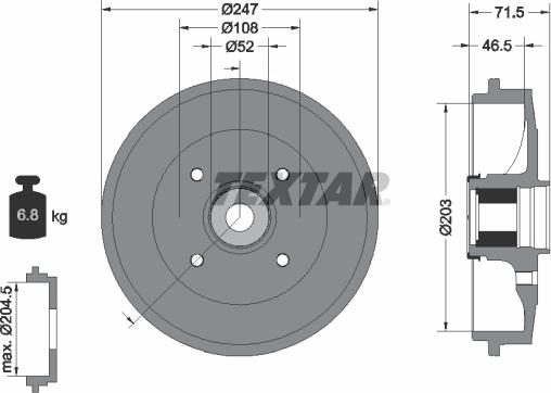 Textar 94041500 - Спирачен барабан vvparts.bg