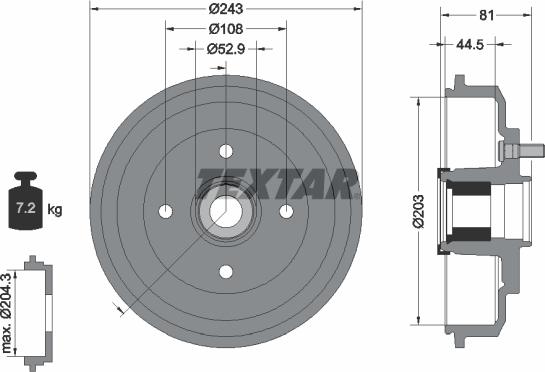 Textar 94041300 - Спирачен барабан vvparts.bg