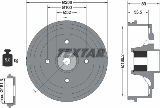 Textar 94041700 - Спирачен барабан vvparts.bg