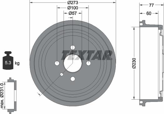 Textar 94048400 - Спирачен барабан vvparts.bg