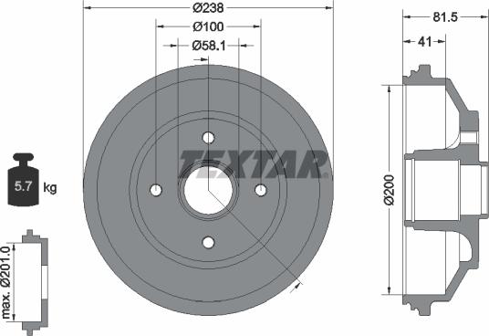 Textar 94043000 - Спирачен барабан vvparts.bg