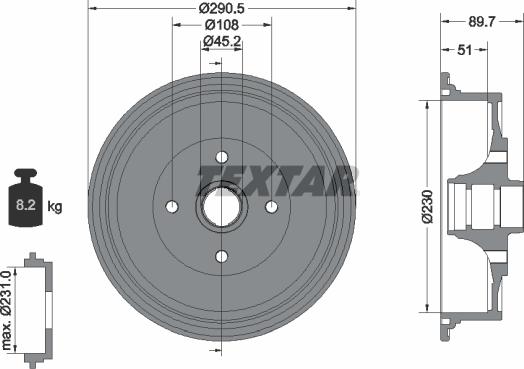 Textar 94009200 - Спирачен барабан vvparts.bg