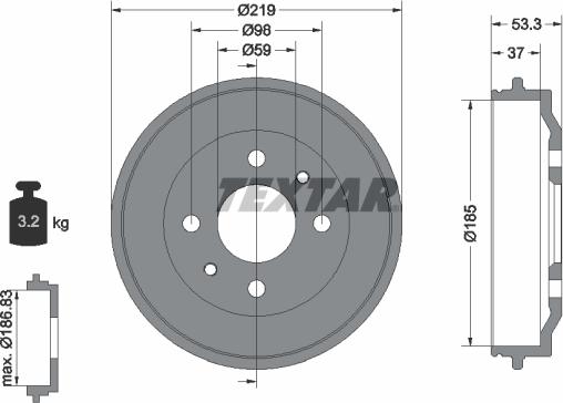 Textar 94006400 - Спирачен барабан vvparts.bg