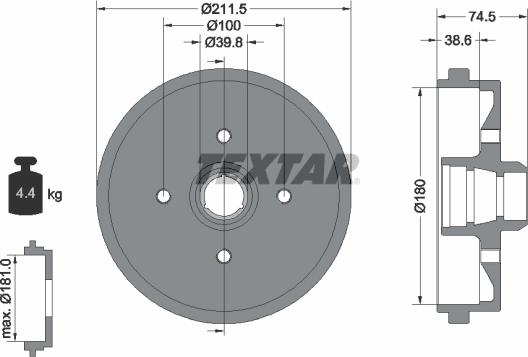 Textar 94006600 - Спирачен барабан vvparts.bg