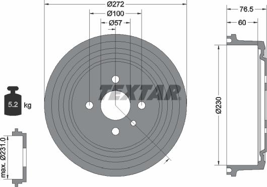 Textar 94003700 - Спирачен барабан vvparts.bg