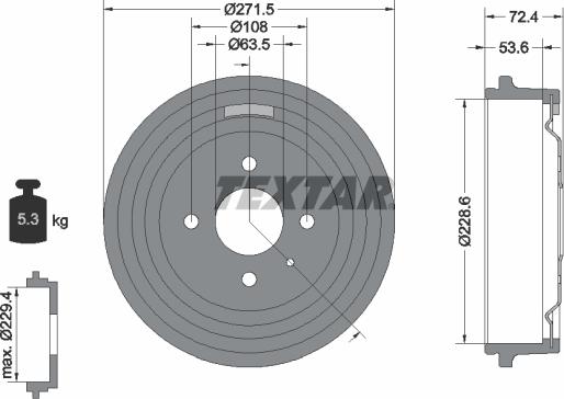 Textar 94007300 - Спирачен барабан vvparts.bg