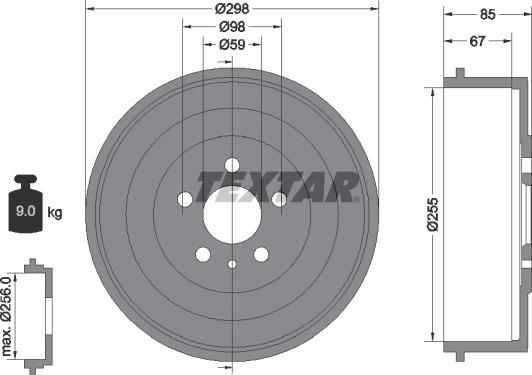 Textar 94015000 - Спирачен барабан vvparts.bg