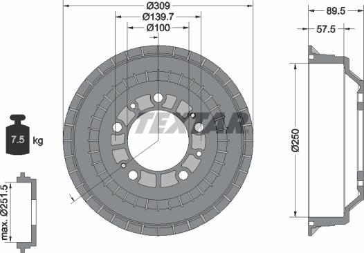 Textar 94015700 - Спирачен барабан vvparts.bg