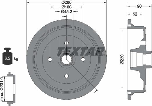 Textar 94011500 - Спирачен барабан vvparts.bg