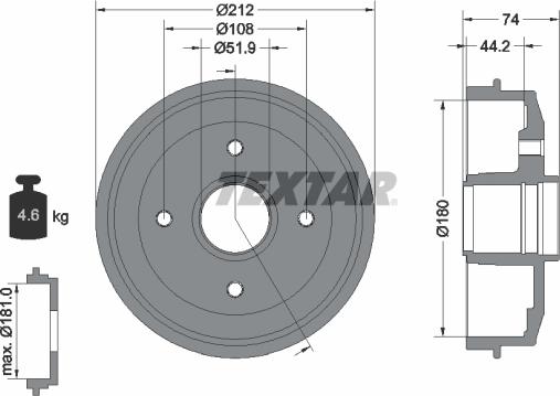 Textar 94011800 - Спирачен барабан vvparts.bg