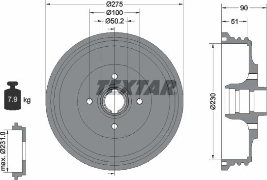 Textar 94018900 - Спирачен барабан vvparts.bg