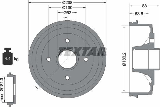 Textar 94013500 - Спирачен барабан vvparts.bg