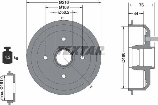 Textar 94012900 - Спирачен барабан vvparts.bg