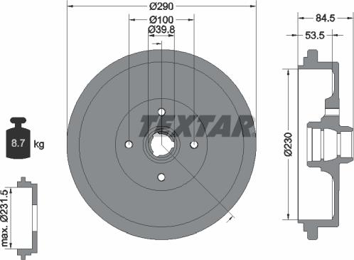 Textar 94012300 - Спирачен барабан vvparts.bg