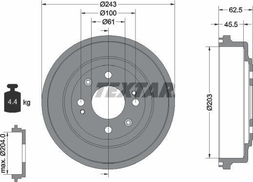 Textar 94017600 - Спирачен барабан vvparts.bg