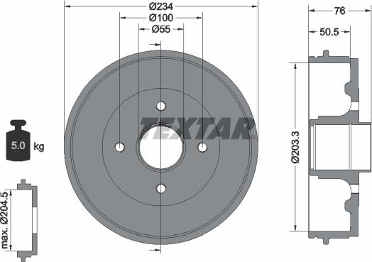 Textar 94017000 - Спирачен барабан vvparts.bg