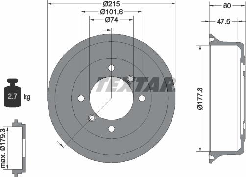 Textar 94017100 - Спирачен барабан vvparts.bg